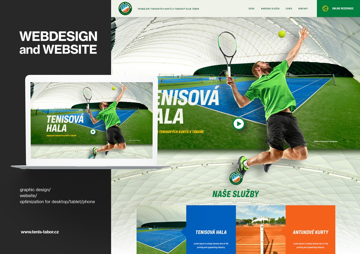 Webové stránky Tábor od Zest Brand pro Tenis Tábor