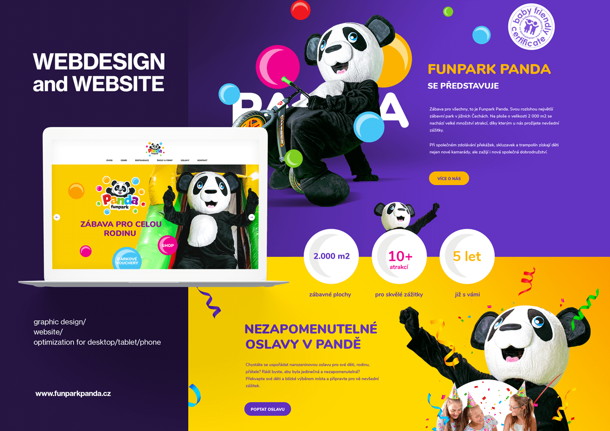 Webové stránky Tábor od Zest Brand pro Funpark Panda
