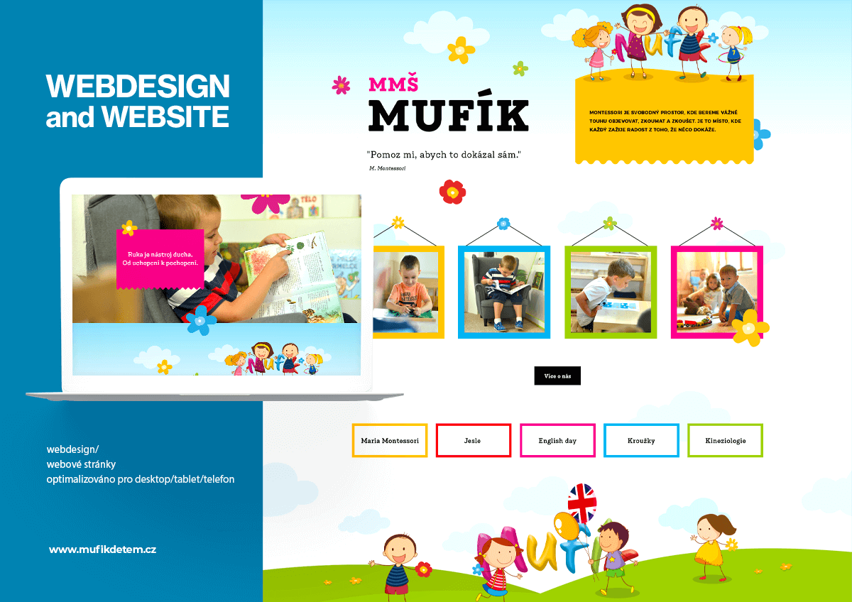 Webové stránky Tábor od Zest Brand pro Montessori školku Mufík