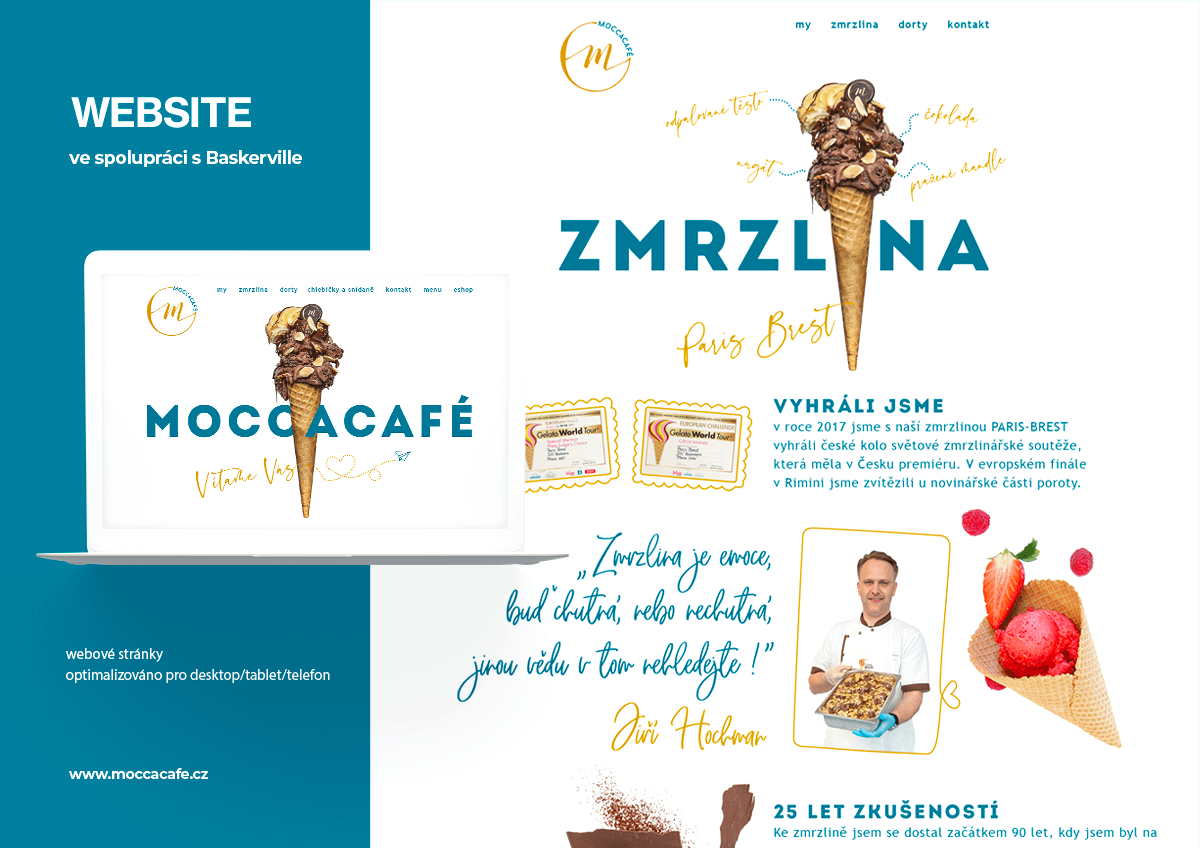Weby Tábor od Zest Brand pro cukrárnu Moccacafé