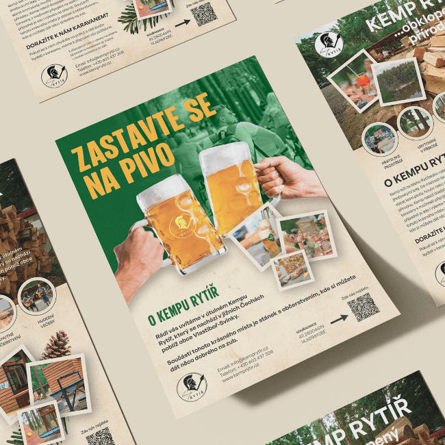 Grafika letáku pro Kemp Rytíř od Zest Brand Tábor
