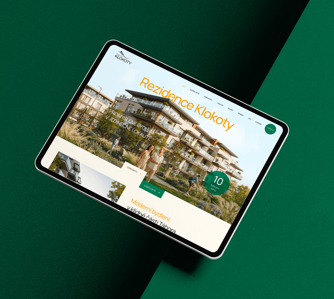 Tvorba webu pro developerský projekt Rezidence Klokoty od Zest Brand Tábor
